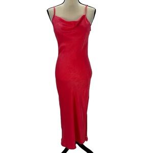 BOG Collective Sleeveless Midi Slip Dress - Fuchsia Pink - size Small